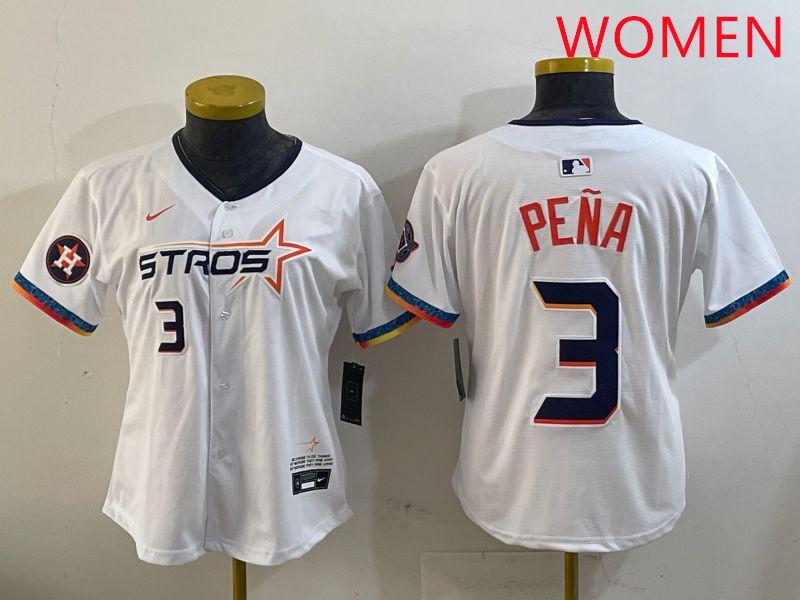 Women Houston Astros #3 Pena White Fourth generation Joint Name 2025 Nike MLB Jersey style 5